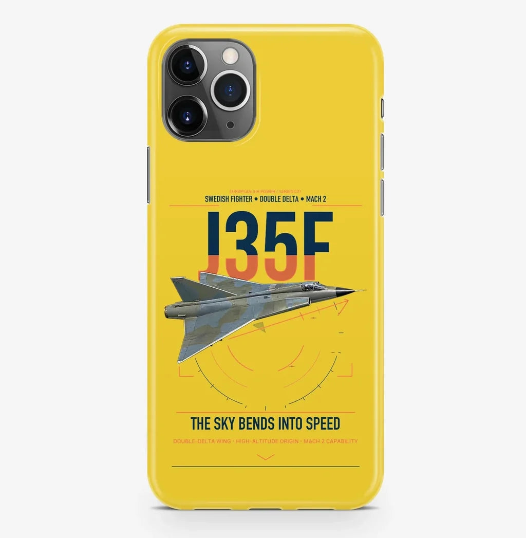 Saab J 35F Draken design on yellow magsafe iphone case, for iPhone Pro Max