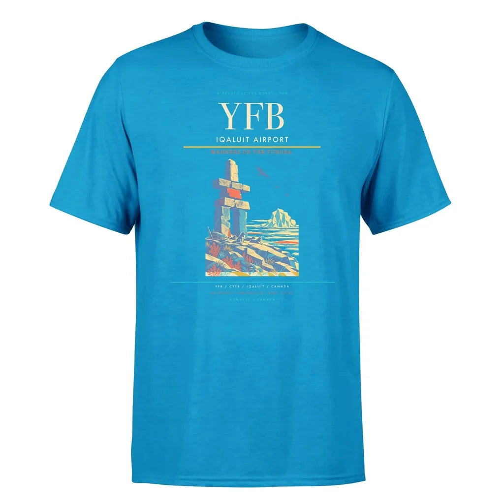 Iqaluit Airport (YFB) T-Shirt single-side front print in Turquoise | iqaluit-airport-yfb-double-side-t-shirt