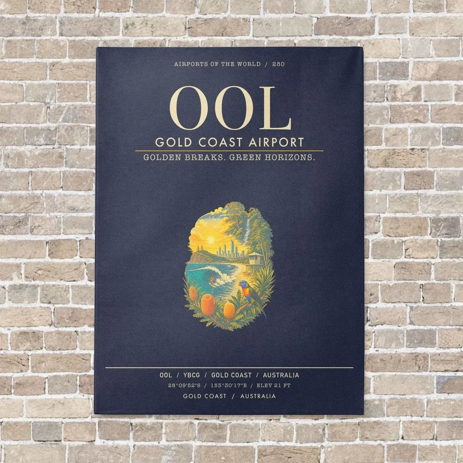 Gold Coast Airport OOL - Canvas Framed - Navy Blue
