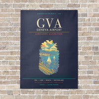 Thumbnail for Geneva Airport GVA - Canvas Framed - Navy Blue
