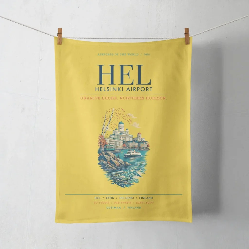 Helsinki Airport (HEL) design on yellow towel