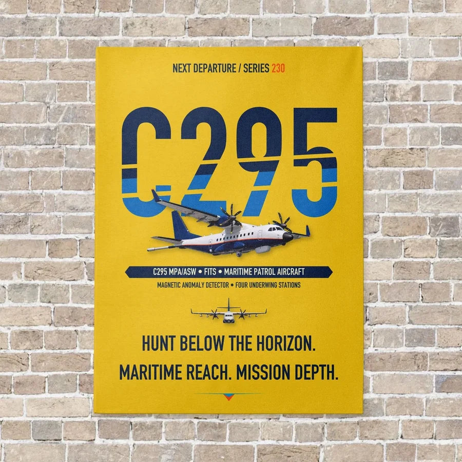 Airbus C295 MPA/ASW vertical canvas print - no frame - yellow background