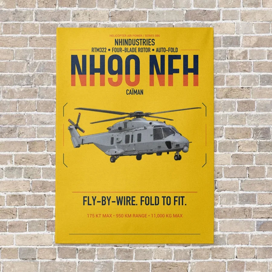 NHIndustries NH90 NFH Caïman vertical canvas print - no frame - yellow background
