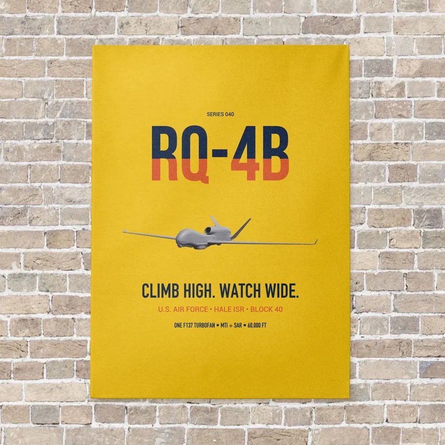 RQ-4B Global Hawk vertical canvas print - no frame - yellow background