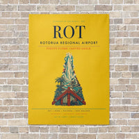 Thumbnail for Rotorua Regional Airport ROT vertical canvas print - no frame - yellow background