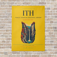 Thumbnail for Ithaca Tompkins Regional Airport ITH vertical canvas print - no frame - yellow background