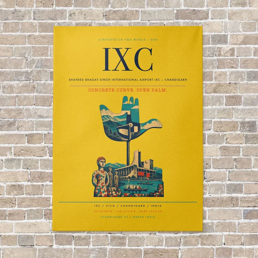 Shaheed Bhagat Singh International Airport IXC — Chandigarh vertical canvas print - no frame - yellow background