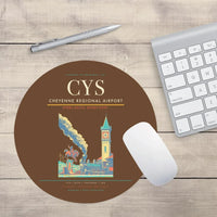 Thumbnail for Cheyenne Regional Airport (CYS) design on brown round mouse pad