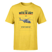Thumbnail for Leonardo AW101 Merlin HM2 design on yellow t-shirt, single-side print