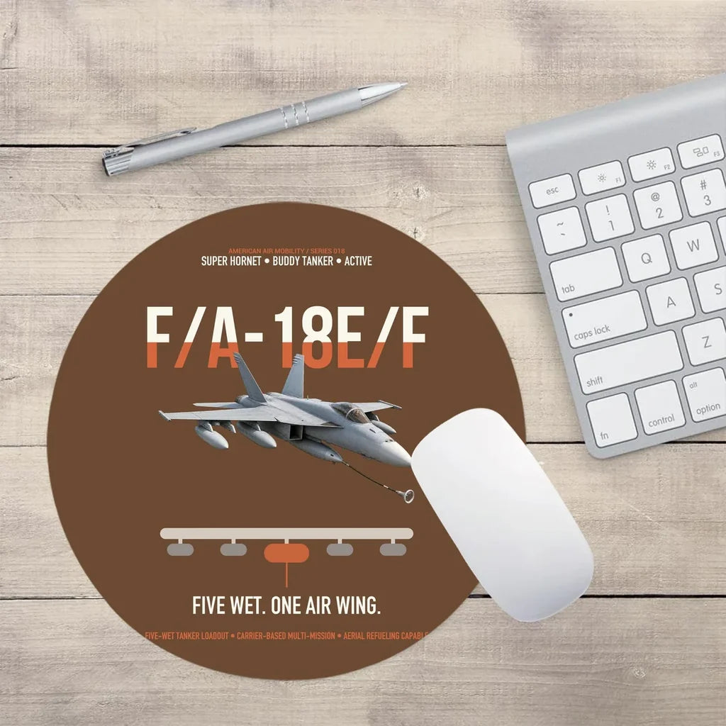 F A-18E F Buddy Tanker design on brown round mouse pad