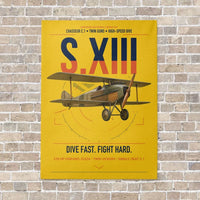 Thumbnail for SPAD S.XIII C.1 vertical canvas print - no frame - yellow background