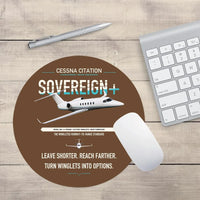 Thumbnail for Cessna Citation Sovereign+ design on brown round mouse pad