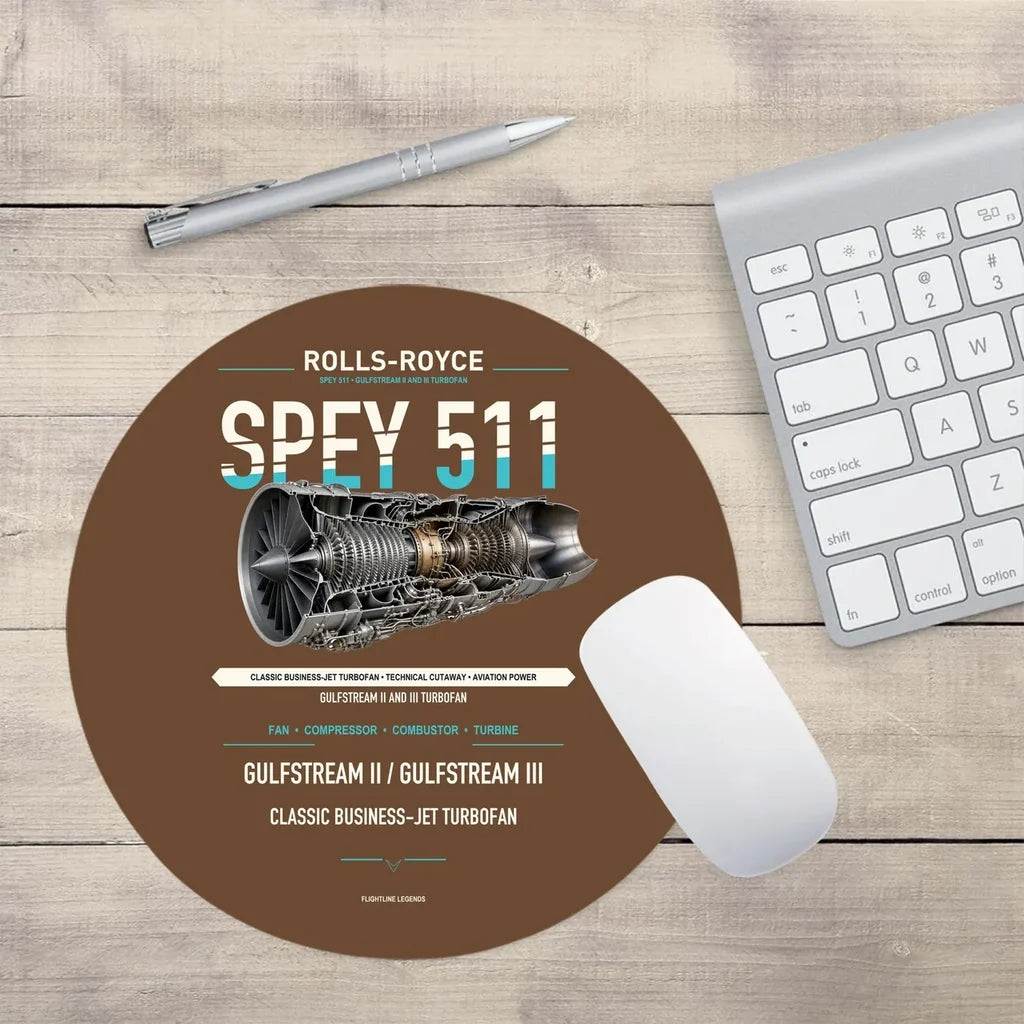 SPEY 511 design on brown round mouse pad