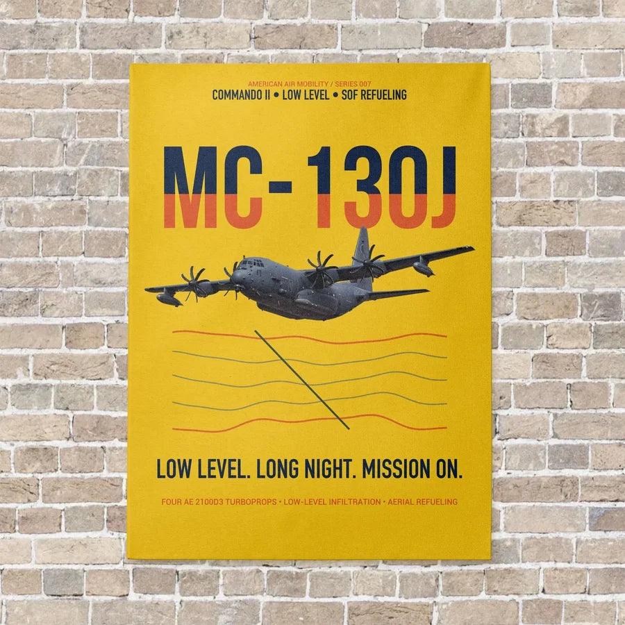 MC-130J COMMANDO II vertical canvas print - no frame - yellow background
