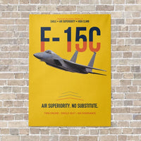 Thumbnail for F-15C Eagle Air Superiority No Substitute vertical canvas print - no frame - yellow background