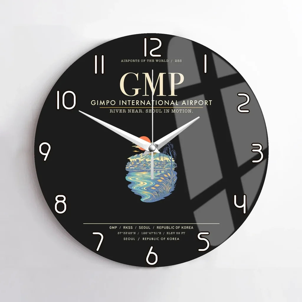 Gimpo International Airport GMP Wall-Clock No-Frame - Black