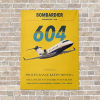 Thumbnail for Bombardier Challenger 604 vertical canvas print - no frame - yellow background