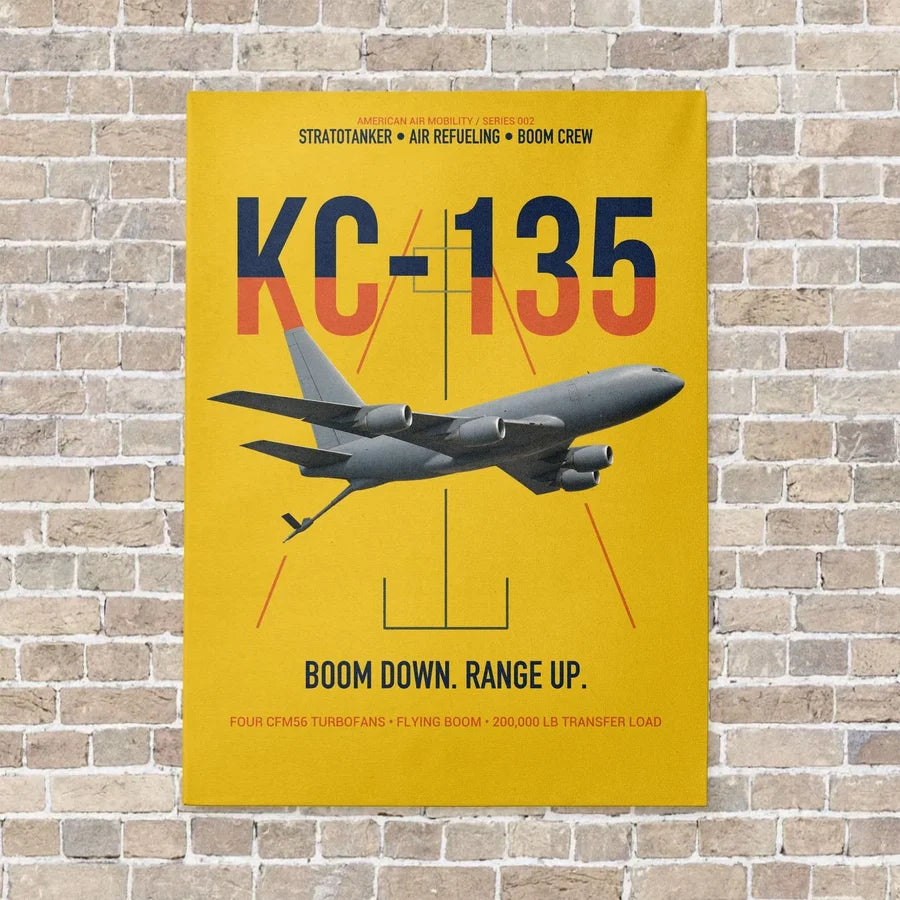 KC-135 STRATOTANKER vertical canvas print - no frame - yellow background