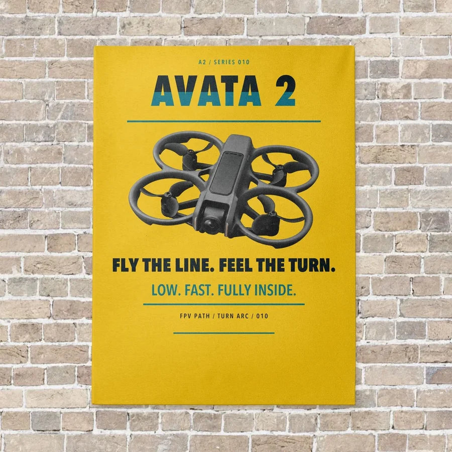DJI Avata 2 vertical canvas print - no frame - yellow background