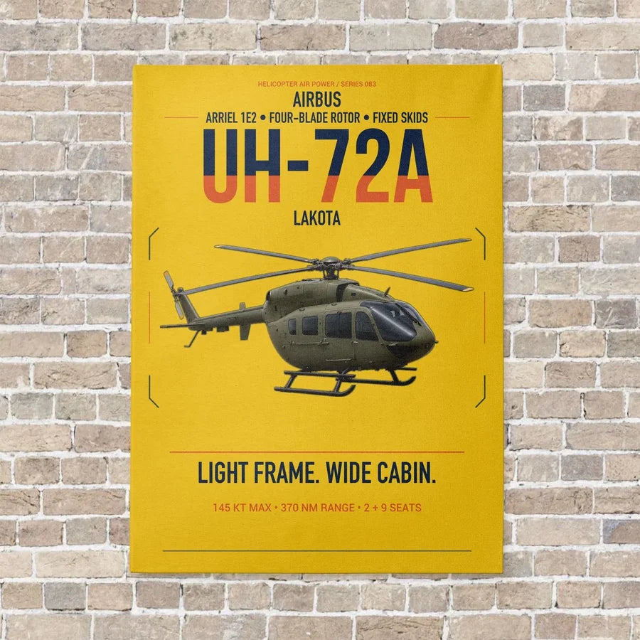 Airbus UH-72A Lakota vertical canvas print - no frame - yellow background