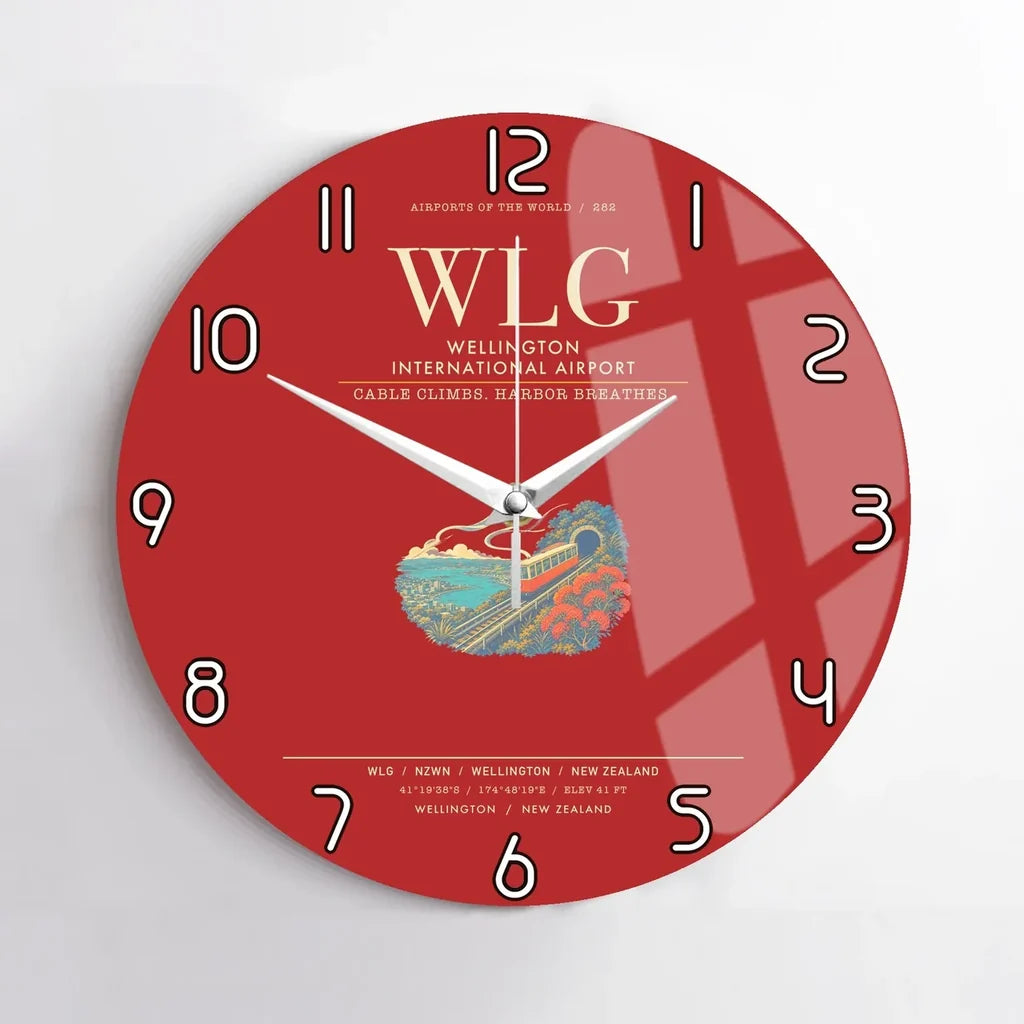 Wellington International Airport WLG Wall-Clock No-Frame - Red