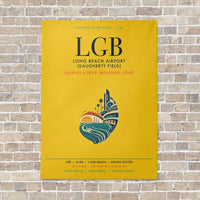 Thumbnail for Long Beach Airport (Daugherty Field) LGB vertical canvas print - no frame - yellow background