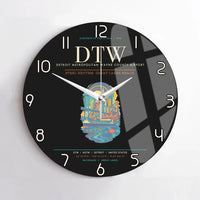 Thumbnail for Detroit Metropolitan Wayne County Airport DTW Wall-Clock No-Frame - Black