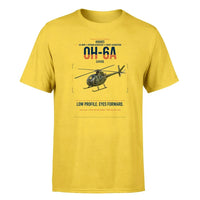 Thumbnail for Hughes OH-6A Cayuse design on yellow t-shirt, single-side print