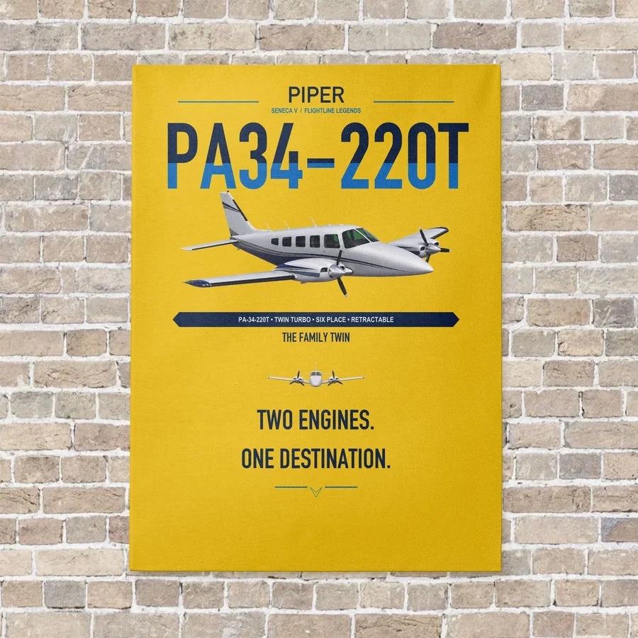 Piper PA-34-220T Seneca V vertical canvas print - no frame - yellow background