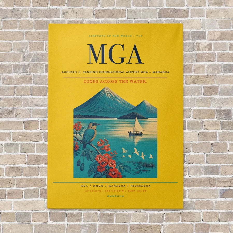 Augusto C. Sandino International Airport MGA — Managua vertical canvas print - no frame - yellow background