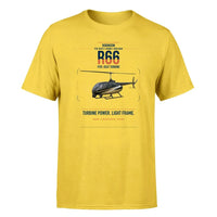 Thumbnail for Robinson R66 design on yellow t-shirt, single-side print