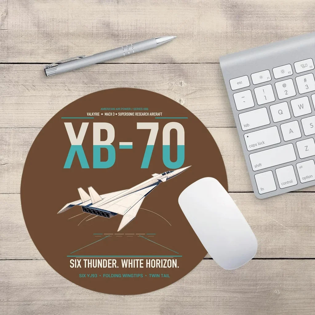XB-70A Valkyrie design on brown round mouse pad