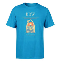 Thumbnail for Wiley Post–Will Rogers Memorial Airport (BRW) T-Shirt single-side front print in Turquoise | wiley-postwill-rogers-memorial-airport-brw-double-side-t-shirt