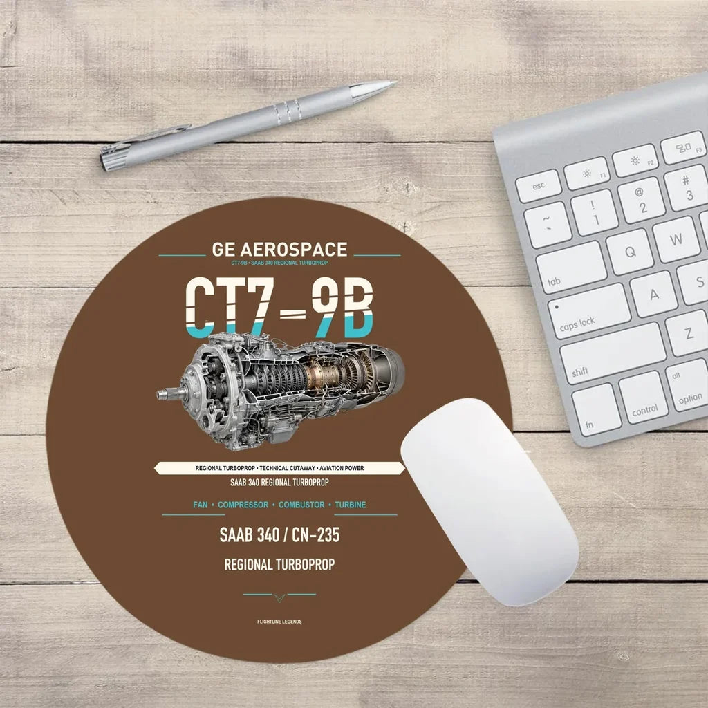 CT7-9B design on brown round mouse pad