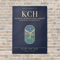 Thumbnail for Kuching International Airport KCH - Canvas Framed - Navy Blue