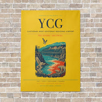 Thumbnail for Castlegar–West Kootenay Regional Airport YCG vertical canvas print - no frame - yellow background