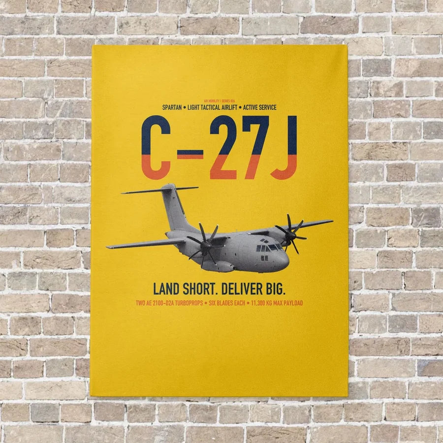 C-27J Spartan vertical canvas print - no frame - yellow background