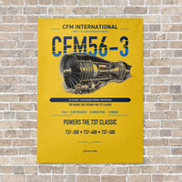 Thumbnail for CFM56-3 vertical canvas print - no frame - yellow background