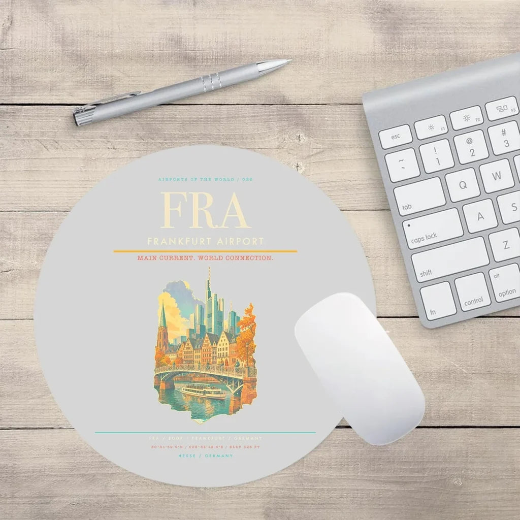 Frankfurt Airport FRA Mouse-Pad Round - Light Gray