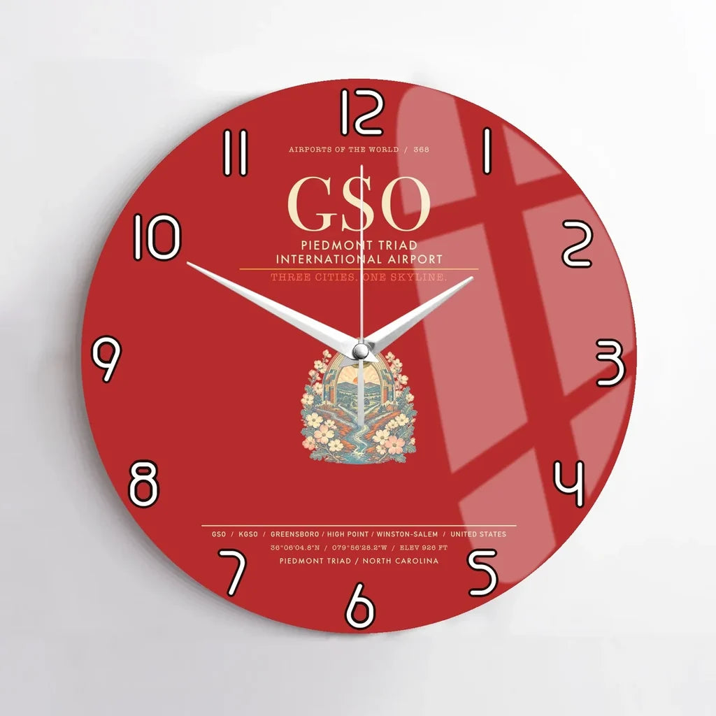 Piedmont Triad International Airport GSO Wall-Clock No-Frame - Red