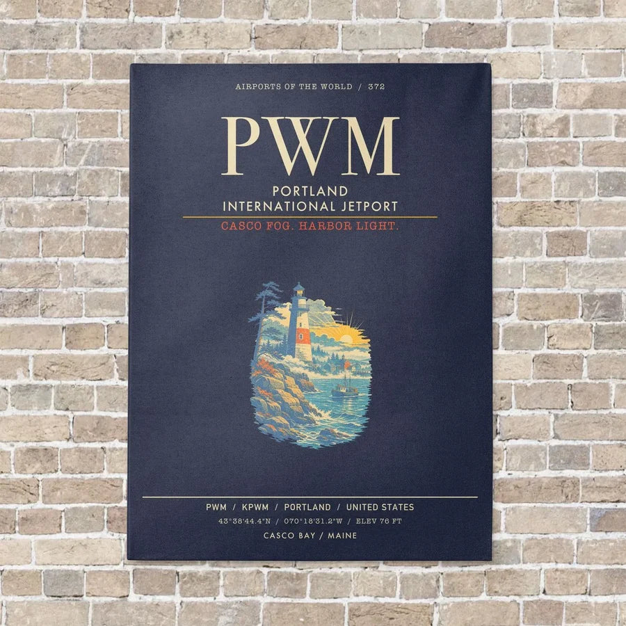Portland International Jetport PWM - Canvas Framed - Navy Blue