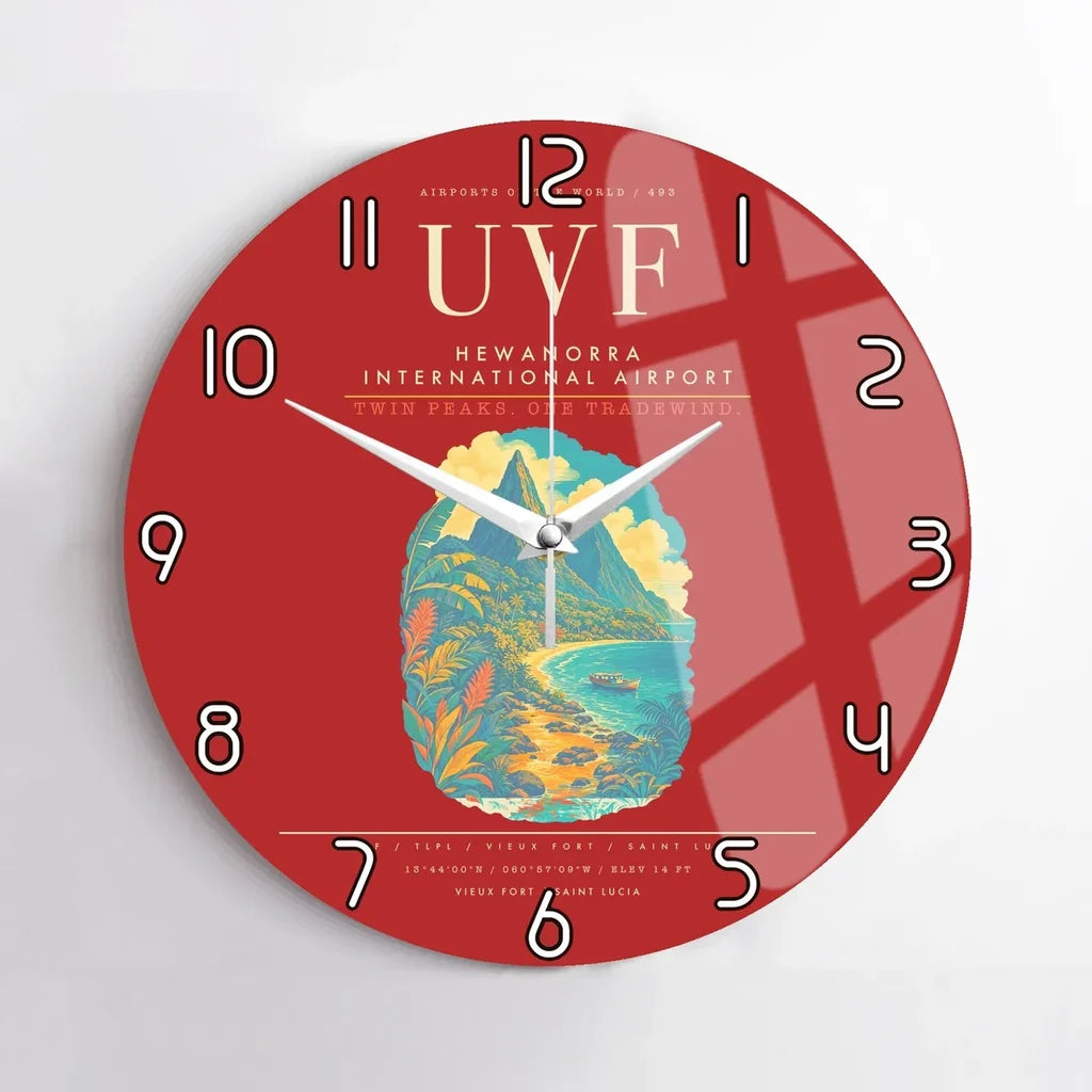 Hewanorra International Airport UVF Wall-Clock No-Frame - Red