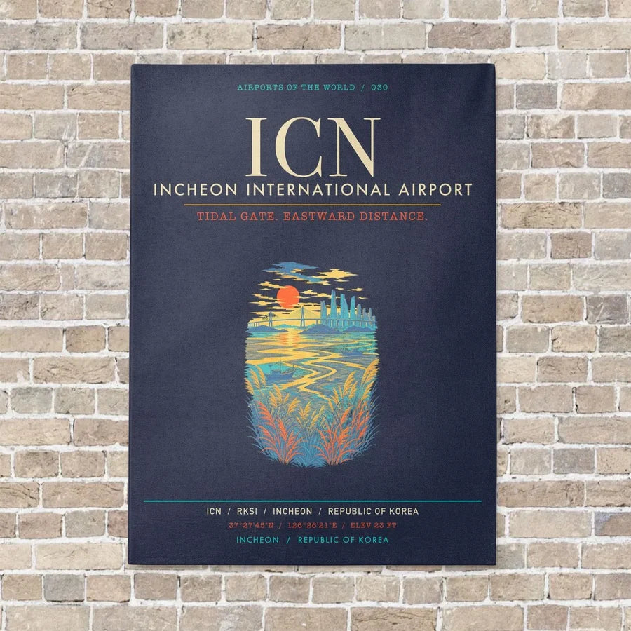 Incheon International Airport ICN - Canvas Framed - Navy Blue
