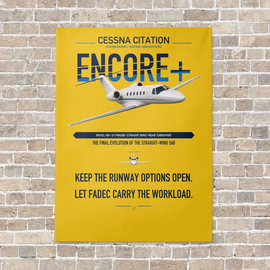Cessna Citation Encore+ vertical canvas print - no frame - yellow background