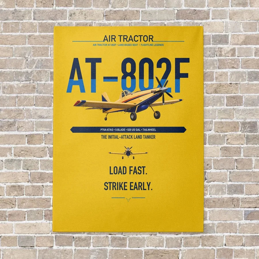 Air Tractor AT-802F vertical canvas print - no frame - yellow background