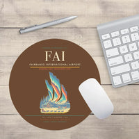 Thumbnail for Fairbanks International Airport (FAI) design on brown round mouse pad