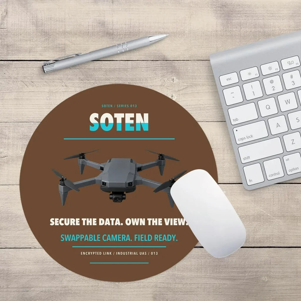 ACSL SOTEN design on brown round mouse pad