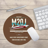 Thumbnail for Mooney M20J 201 design on brown round mouse pad