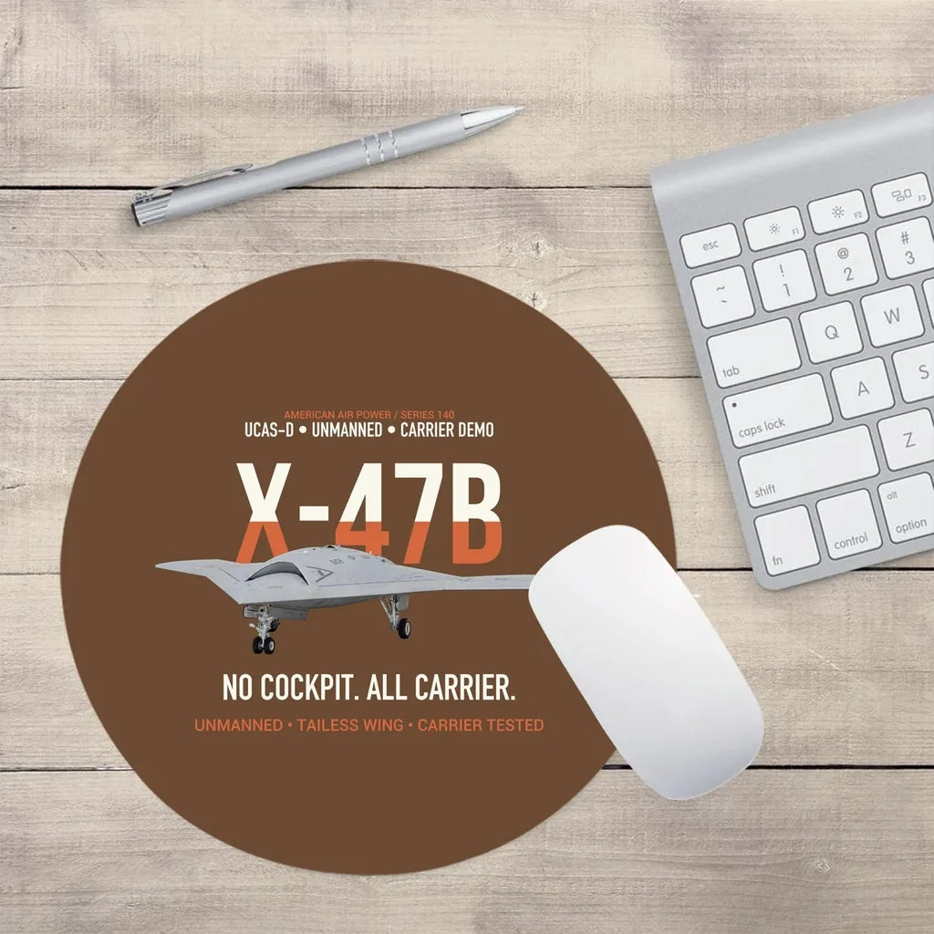 X-47B UCAS-D Carrier Wing Without a Cockpit design on brown round mouse pad