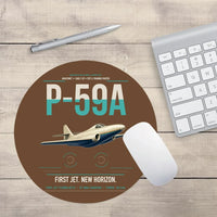 Thumbnail for P-59A Airacomet design on brown round mouse pad